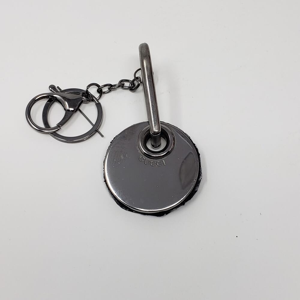 Gucci Black Chrome + Black Leather Repurposed Handcrafted Keychain